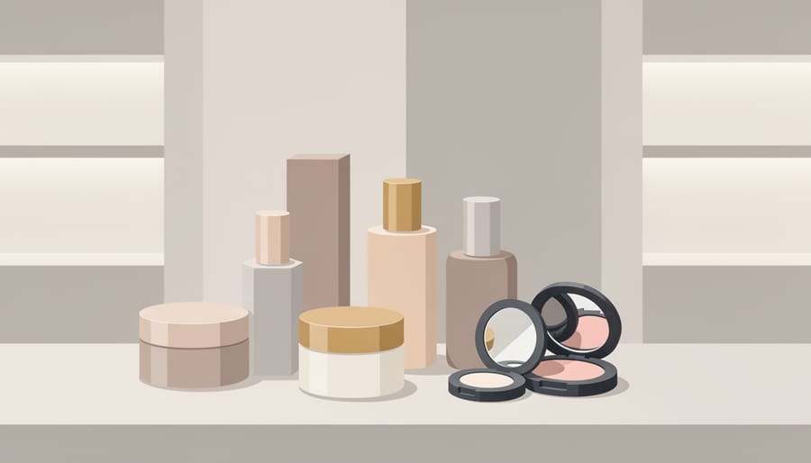 Luxury beauty products arranged on a marble tray with cinematic lighting suggesting curated brand experiences
