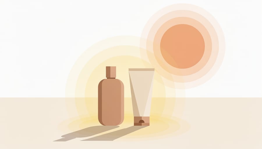 Model applying self-tan product to skin in warm golden hour light